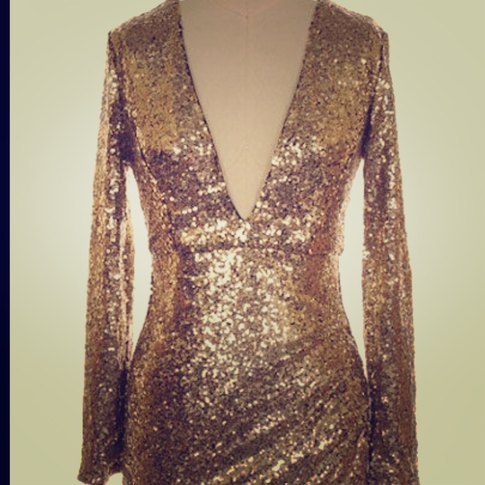 Gold sparkle mini dress